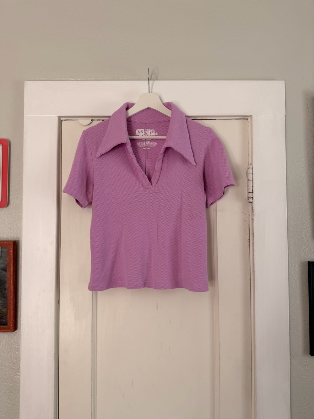 Big Bud Press Lilac purple Ribbed Short-Sleeve Polo Top, XS